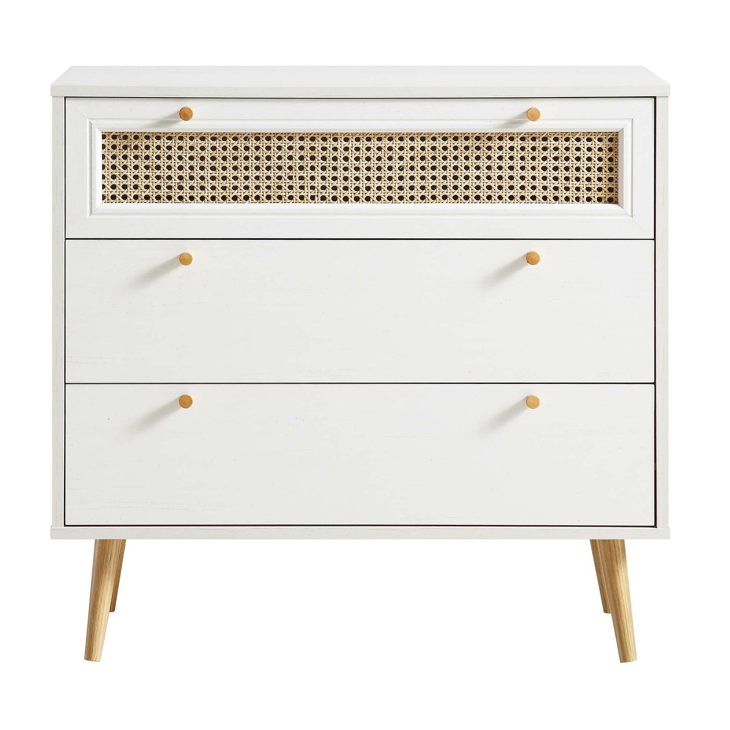 Anya Woven Rattan Chest of 3 Drawers in White