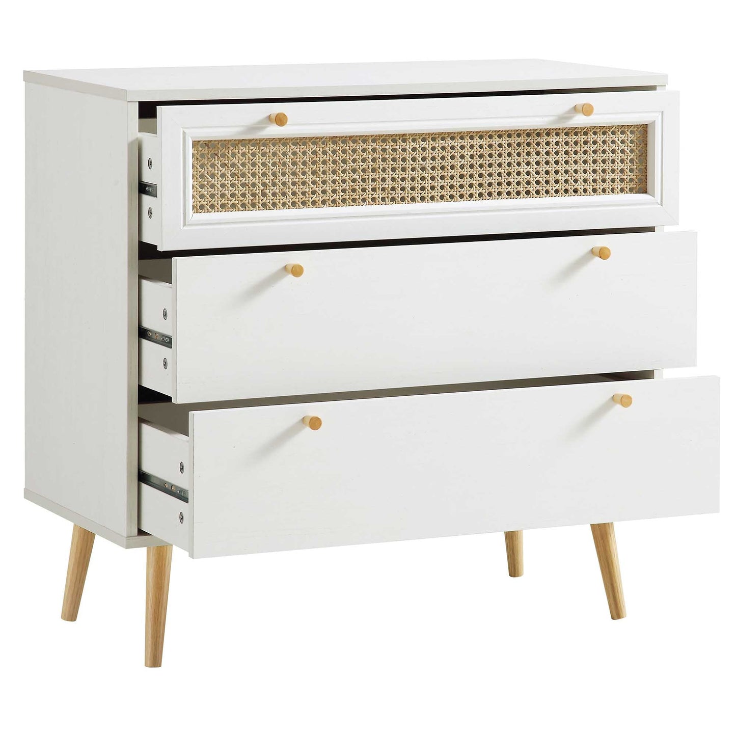 Anya Woven Rattan Chest of 3 Drawers in White