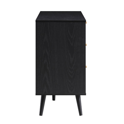 Frances Woven Rattan Chest of 6 Drawers, Black