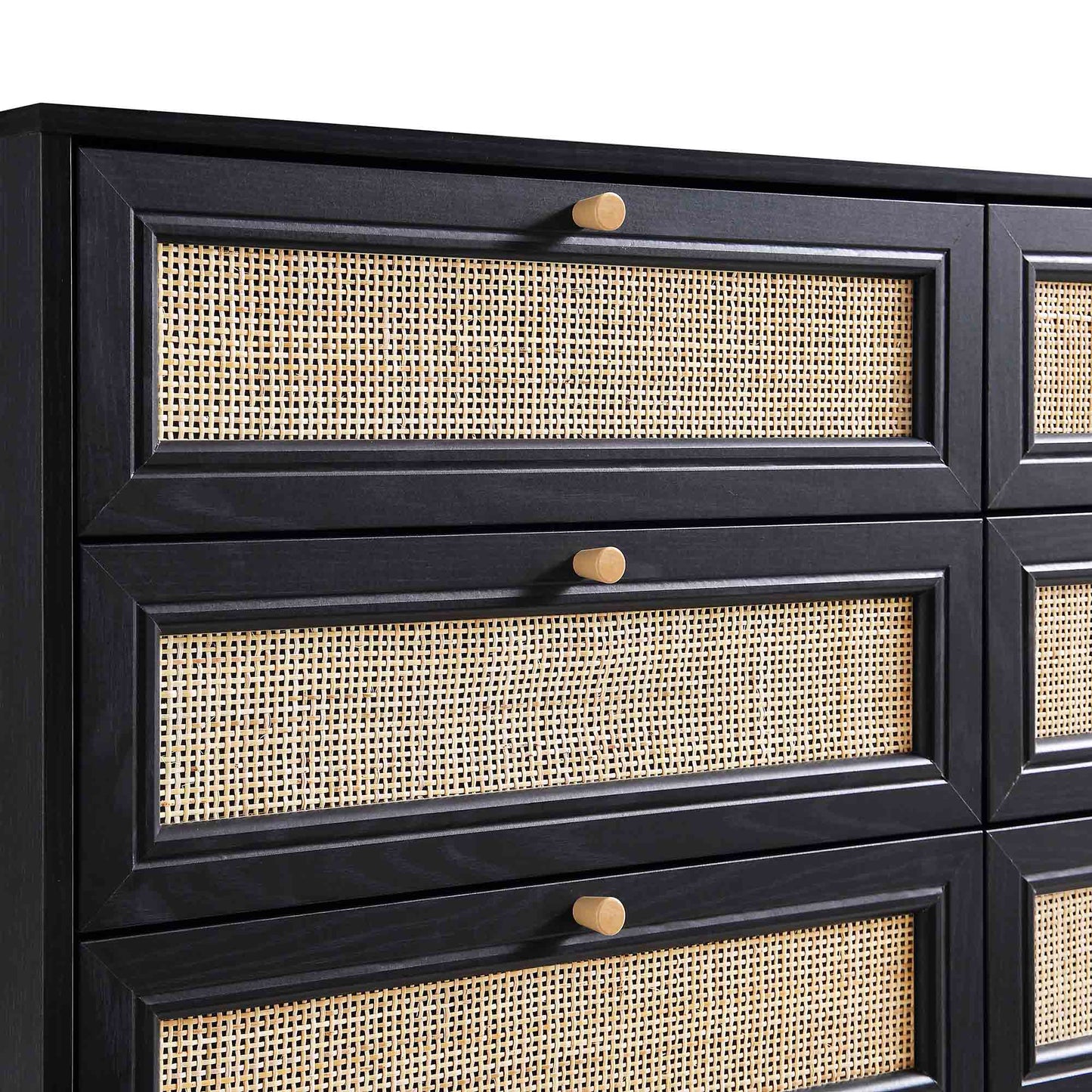 Frances Woven Rattan Chest of 6 Drawers, Black