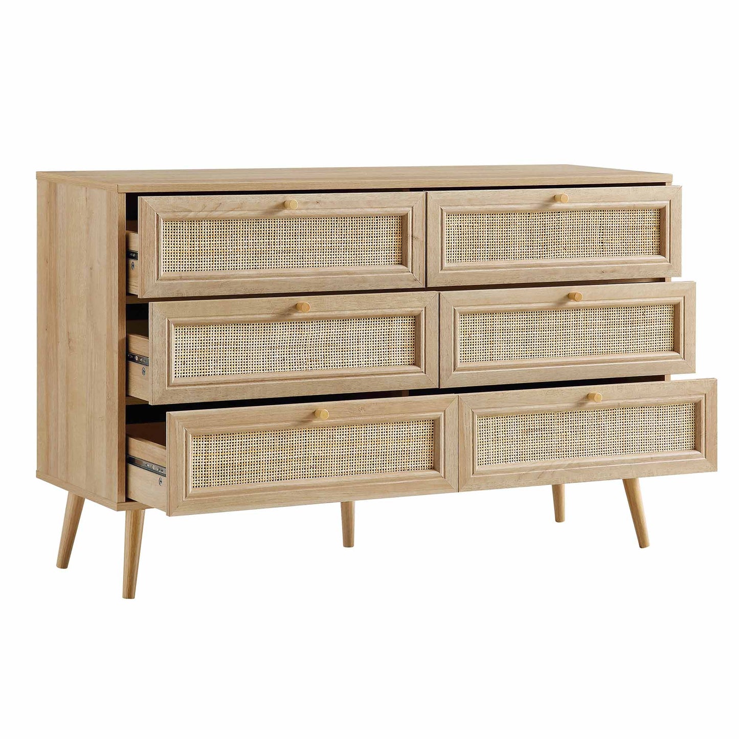 Frances Woven Rattan Chest of 6 Drawers, Natural