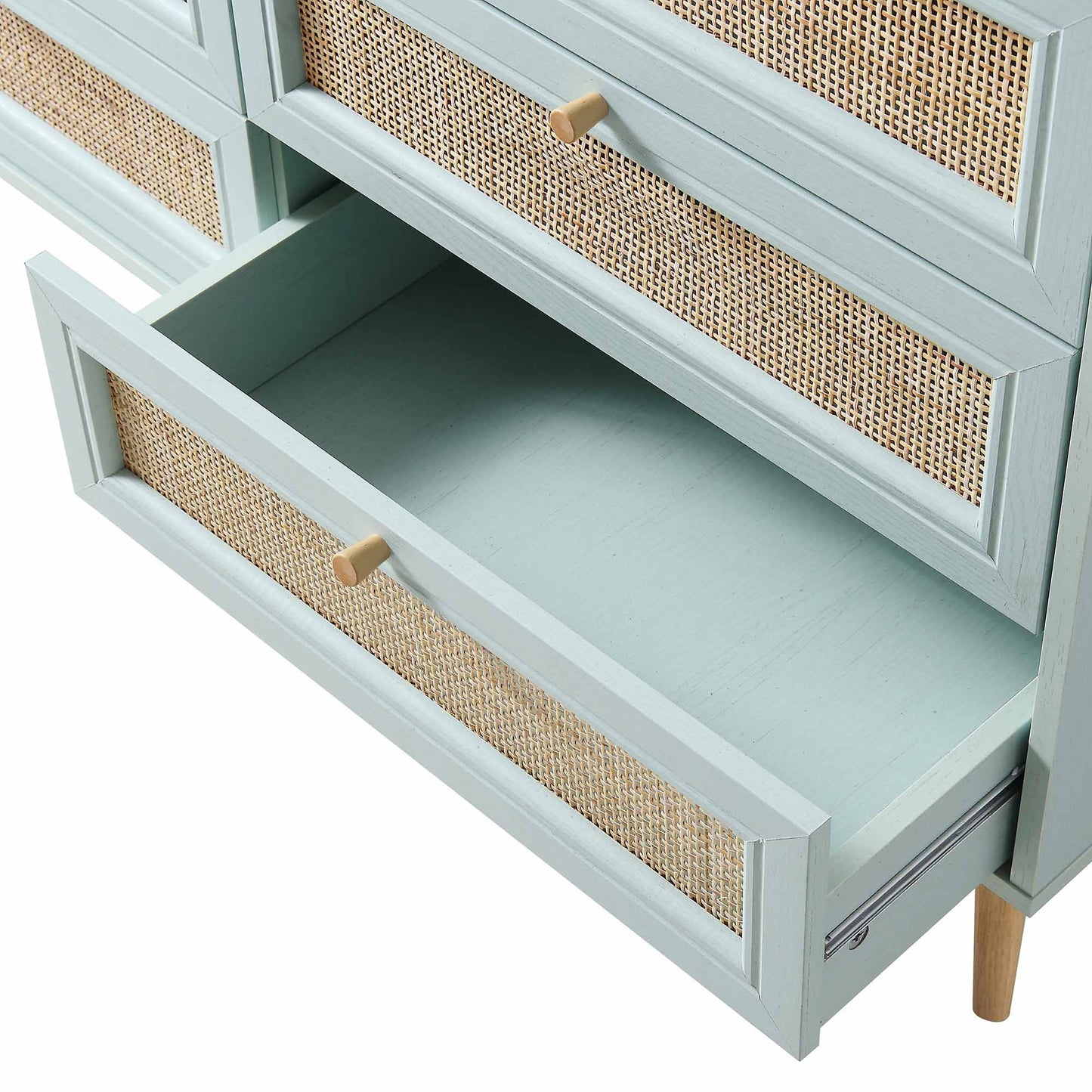 Frances Woven Rattan Chest of 6 Drawers, Mint