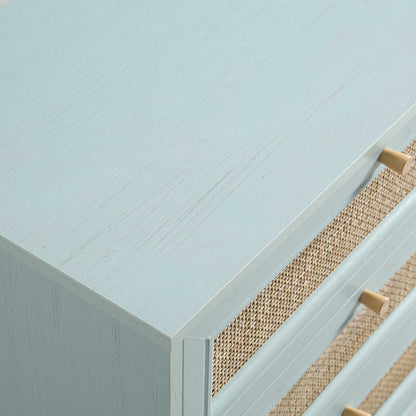 Frances Woven Rattan Chest of 6 Drawers, Mint