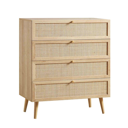 Frances Woven Rattan Tall Chest of 4 Drawers, Natural