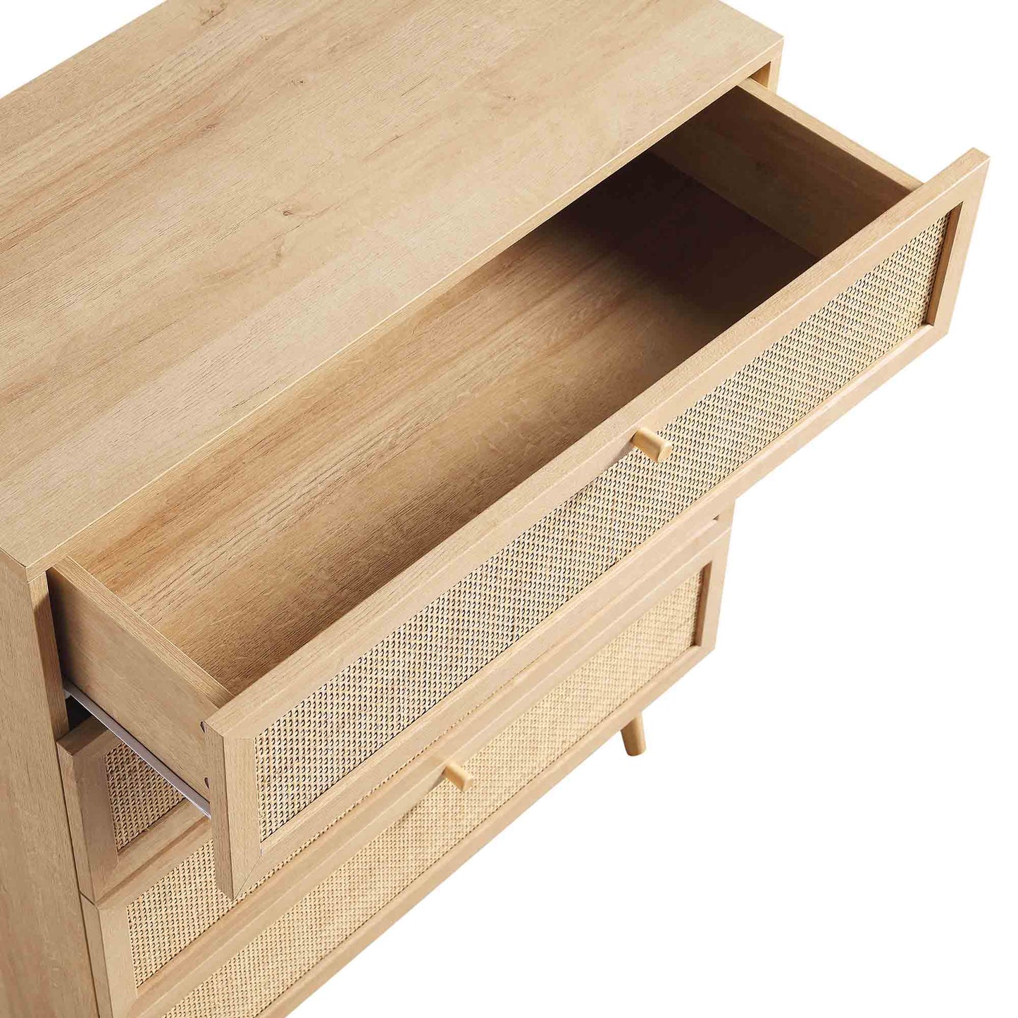 Frances Woven Rattan Tall Chest of 4 Drawers, Natural