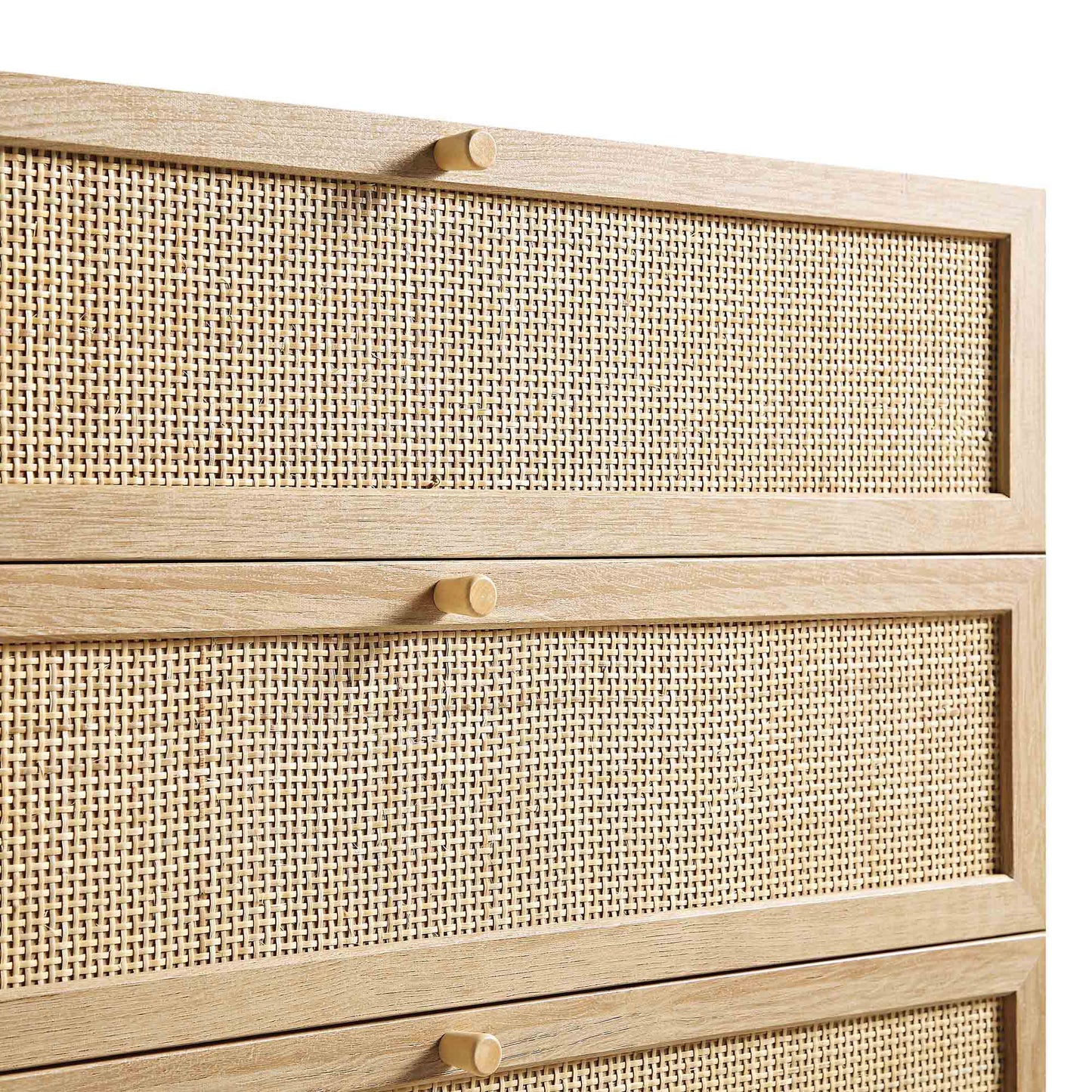 Frances Woven Rattan Tall Chest of 4 Drawers, Natural