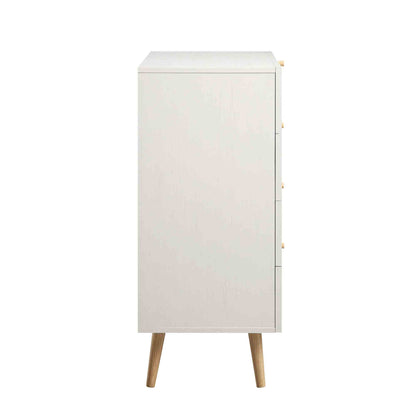 Frances Woven Rattan Tall Chest of 4 Drawers, White