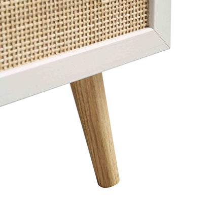 Frances Woven Rattan Tall Chest of 4 Drawers, White