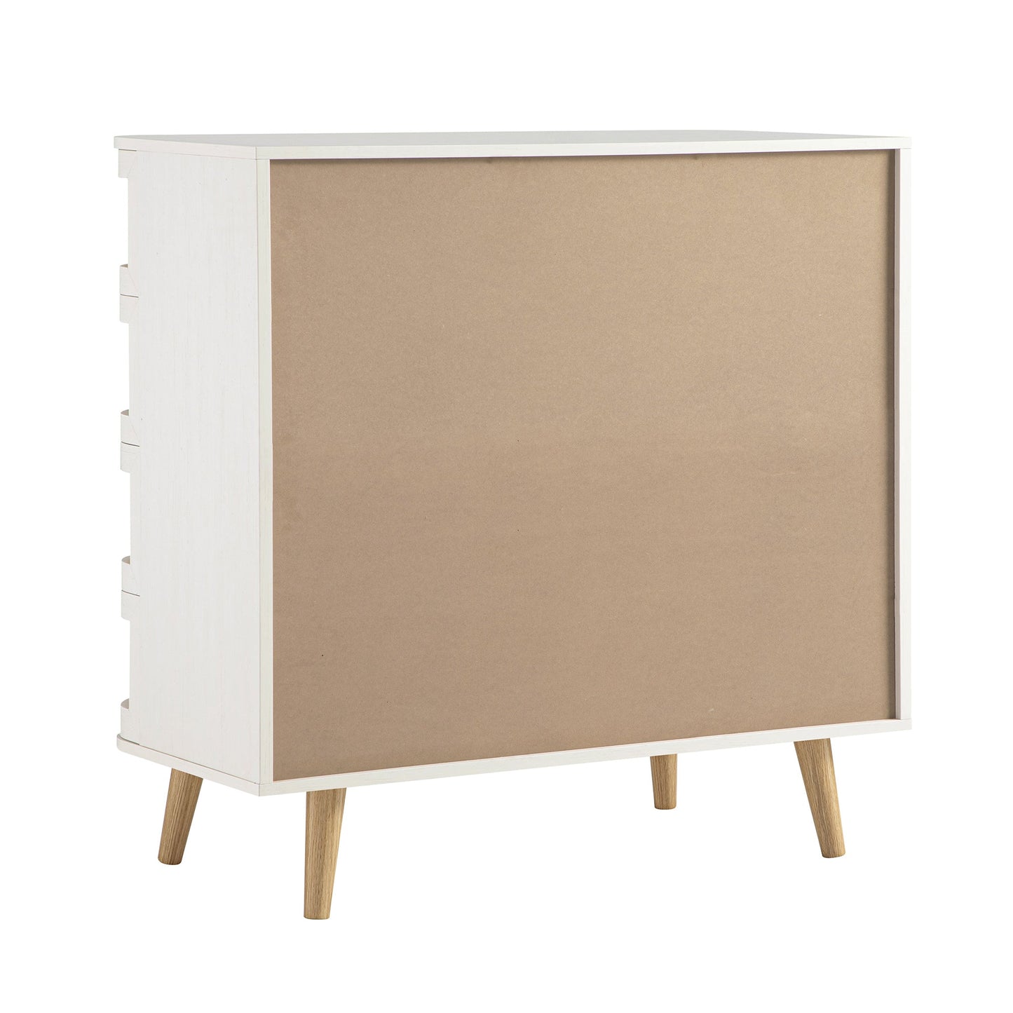 Izzy Curved Rattan Chest of 5 Drawers, White