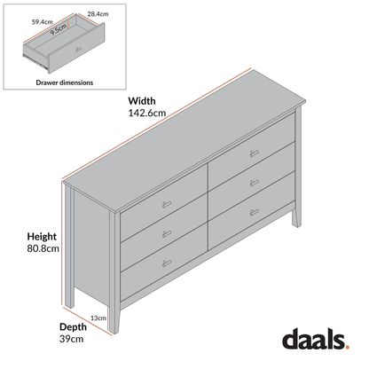 Oakham Chest of 6 Drawers, Nude Pink