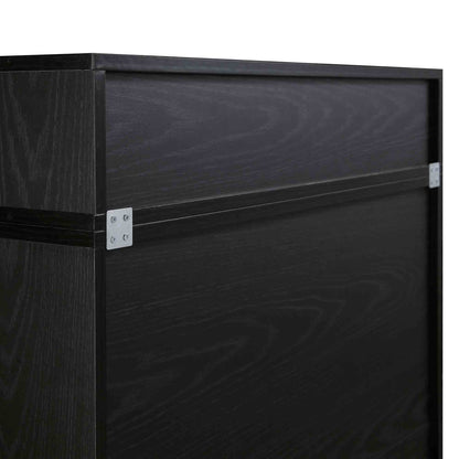 Frances Woven Rattan Tall Vanity Chest with Mirror, Black