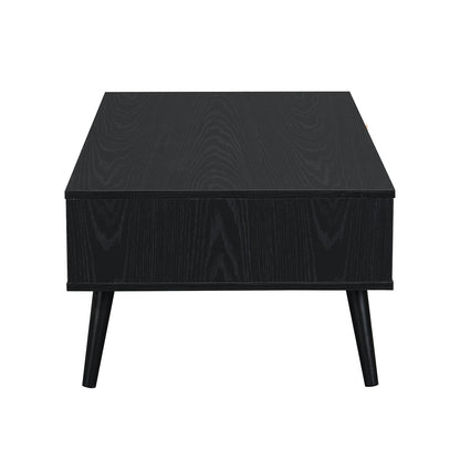 Frances Woven Rattan Wooden Coffee Table in Black Colour