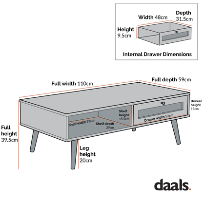 Frances Woven Rattan Wooden Coffee Table in Black Colour