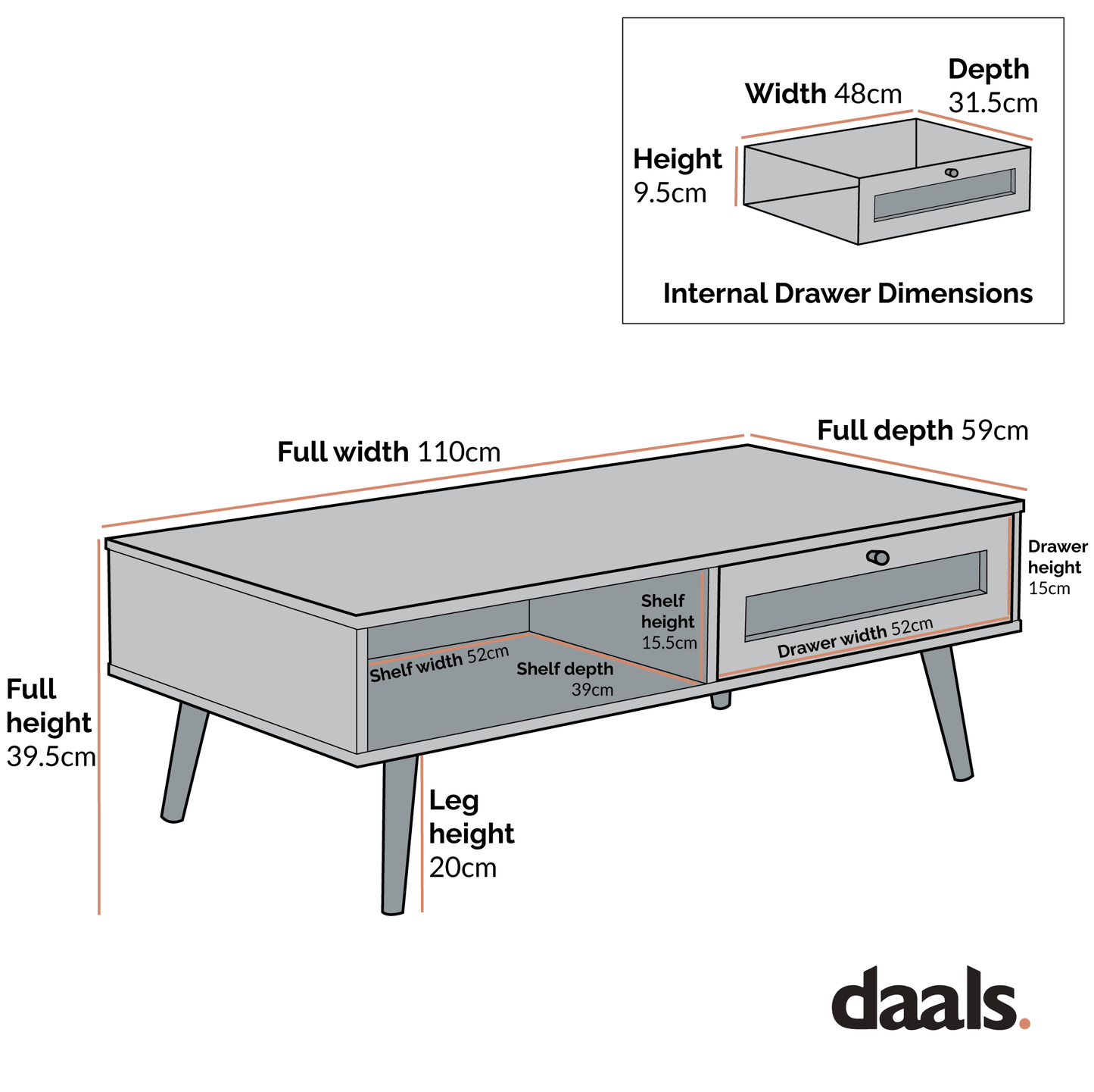 Frances Woven Rattan Wooden Coffee Table in White