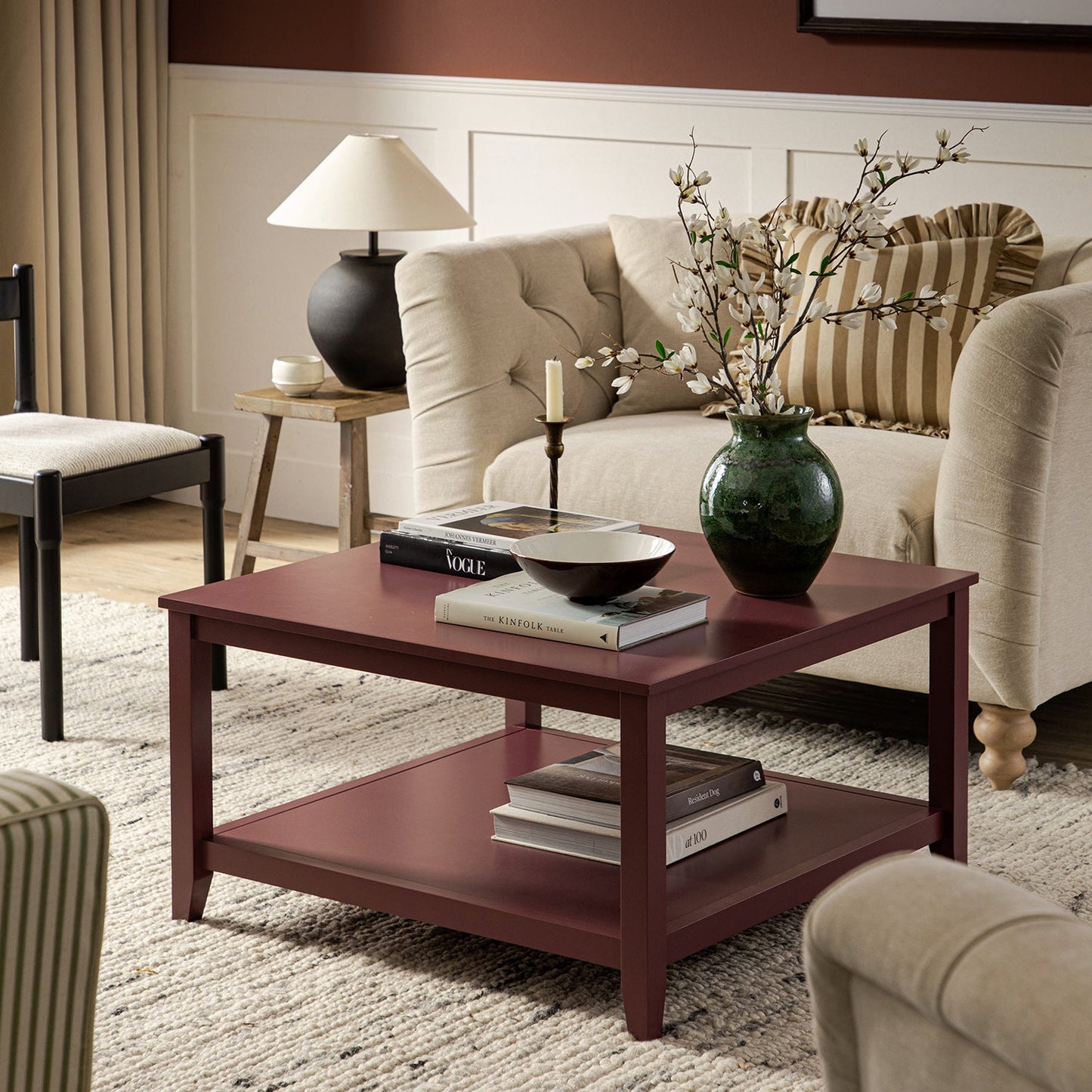 Oakham 80cm Square Coffee Table, Wild Cherry