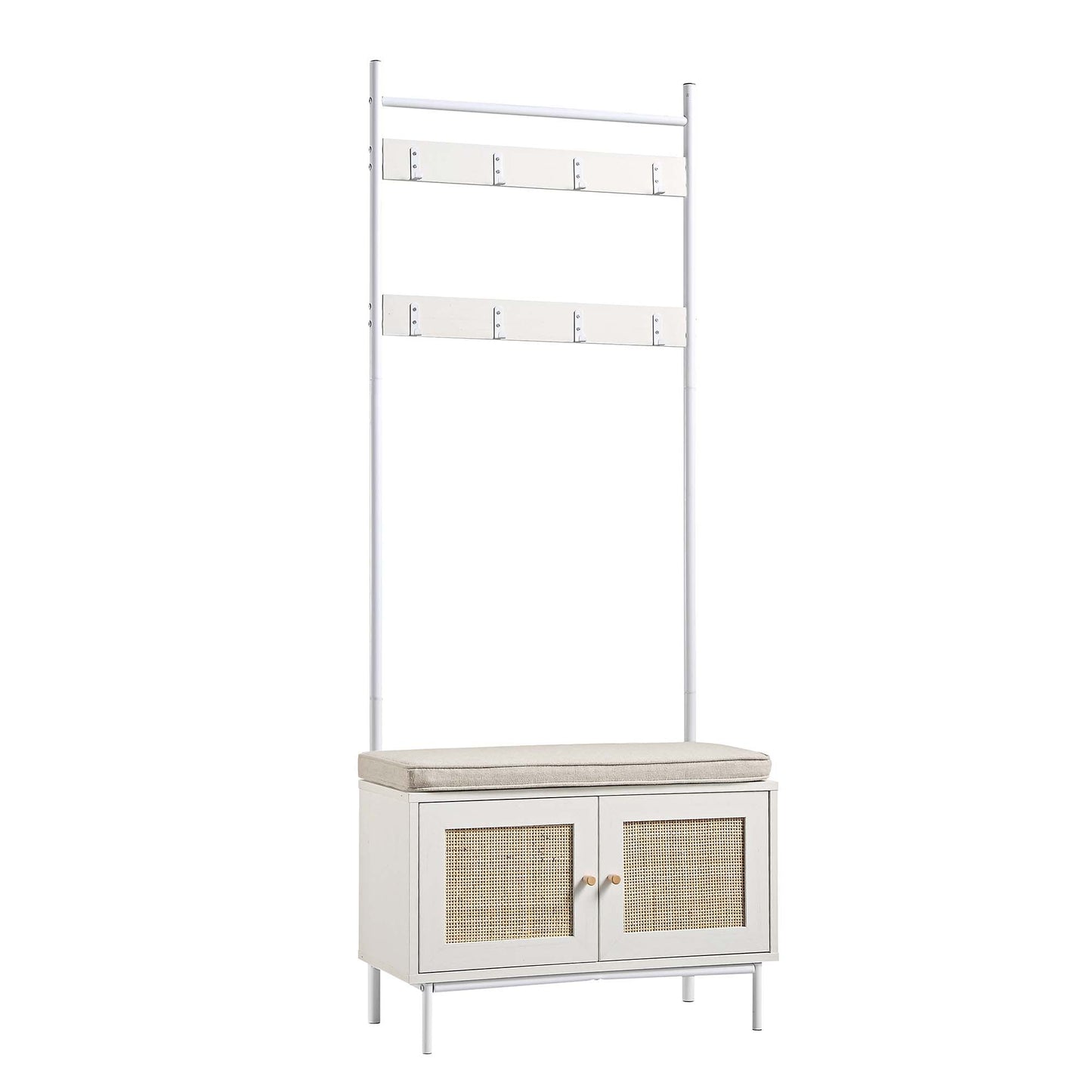 Frances Woven Hallway Unit with Cushion, White