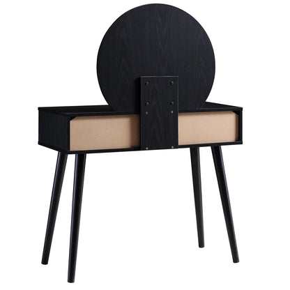 Frances Woven Rattan Dressing Table with Mirror, Black