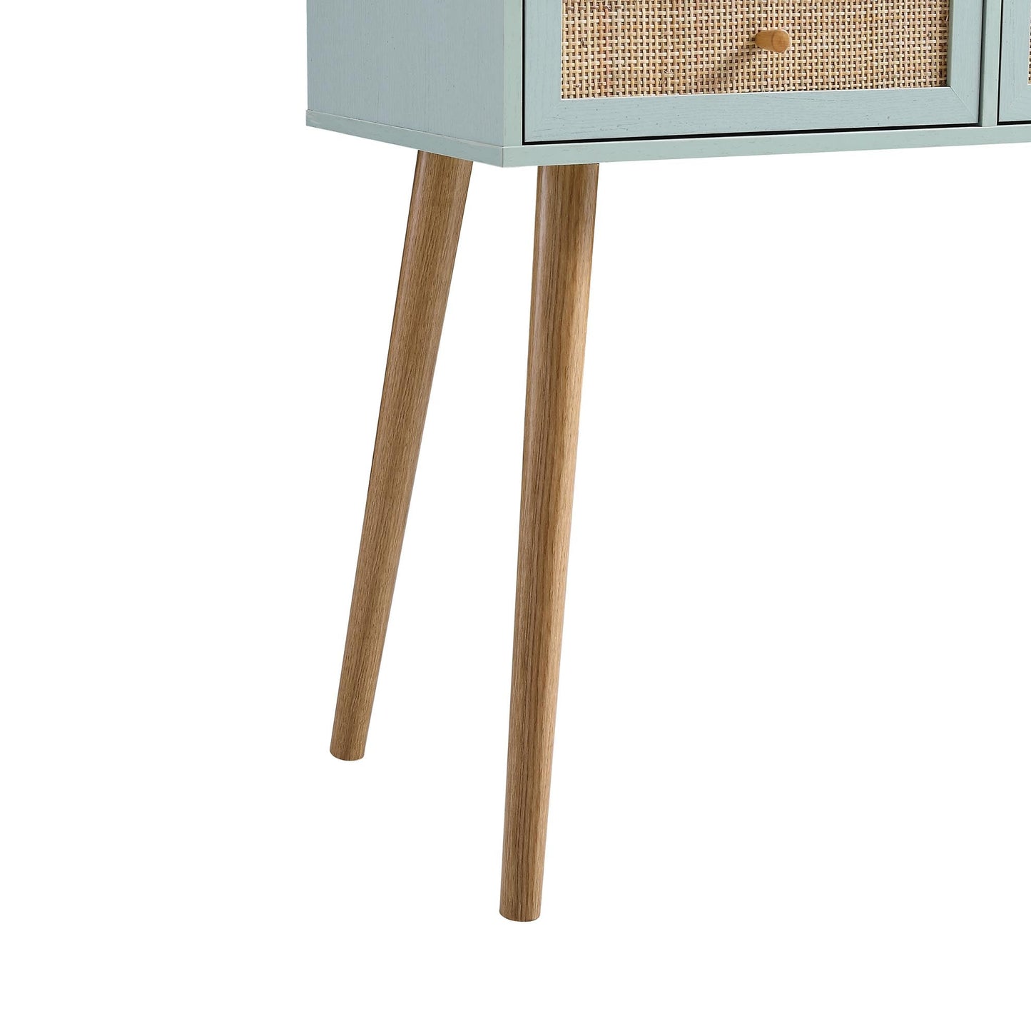 Frances Woven Rattan Dressing Table with Mirror, Mint