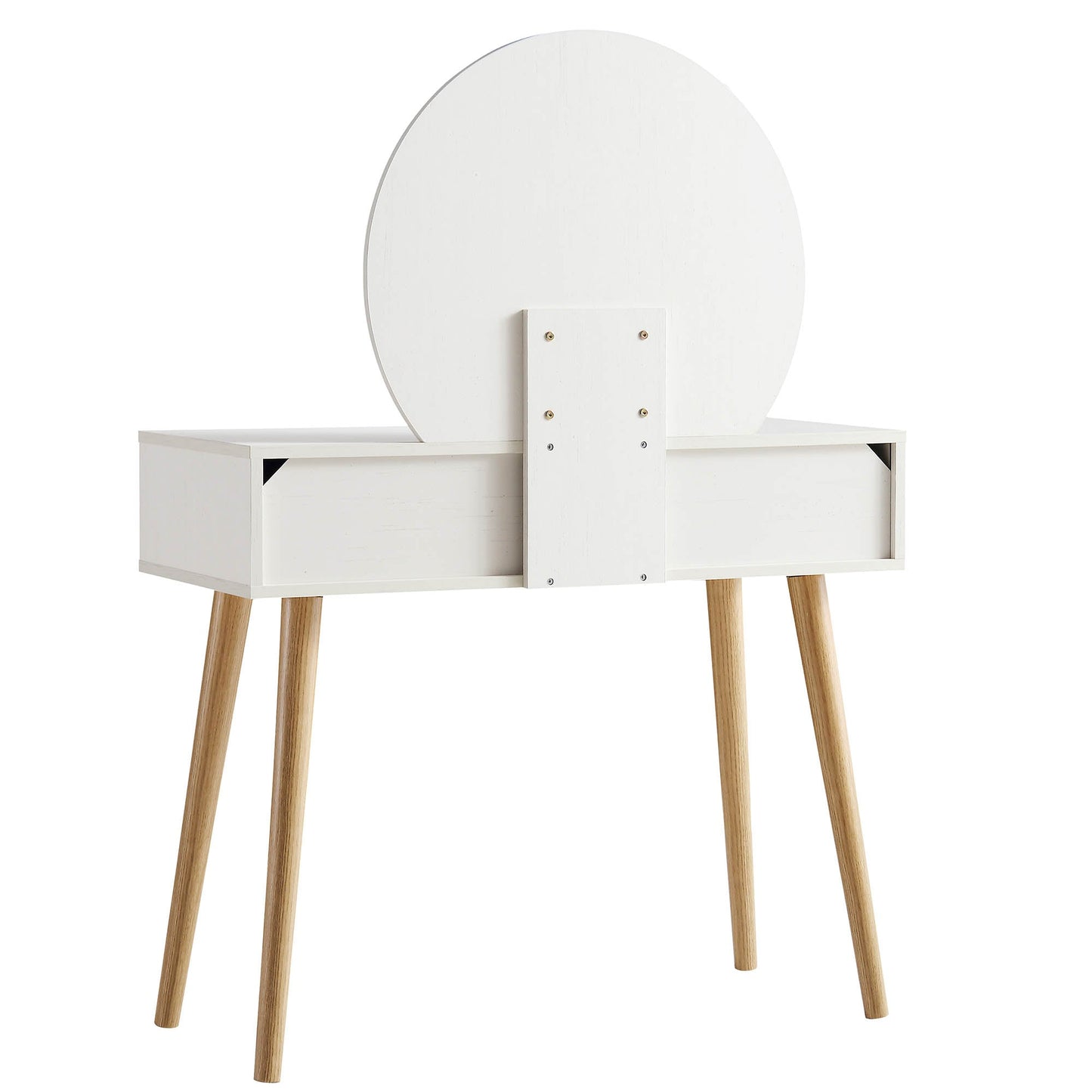 Frances Woven Rattan Dressing Table with Mirror, White