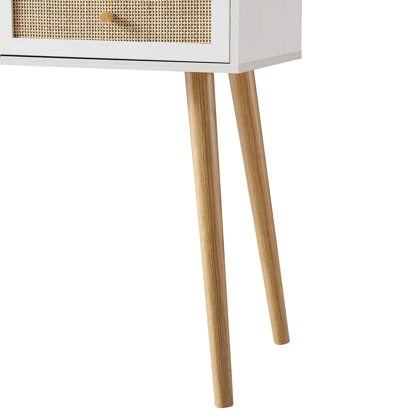 Frances Woven Rattan Dressing Table with Mirror, White