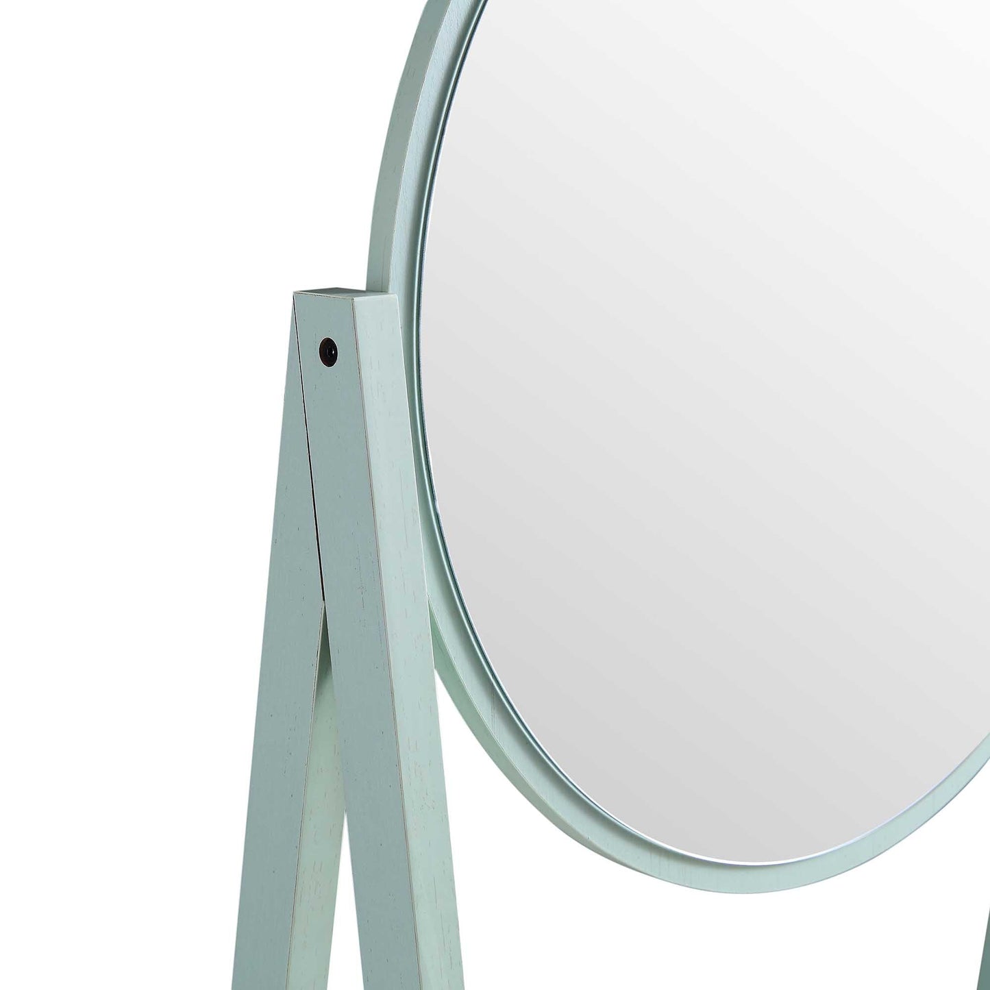 Frances Woven Rattan Standing Dressing Table with Mirror, Mint