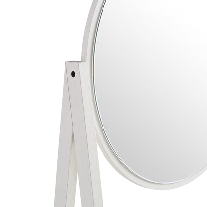 Frances Woven Rattan Standing Dressing Table with Mirror, White