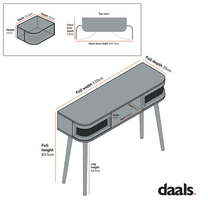 Izzy Curved Rattan 2-Door Table, Walnut