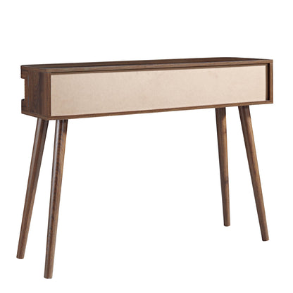 Izzy Curved Rattan 2-Door Table, Walnut