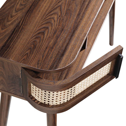 Izzy Curved Rattan 2-Door Table, Walnut