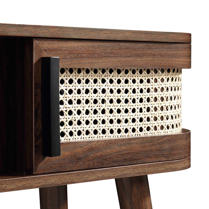 Izzy Curved Rattan 2-Door Table, Walnut