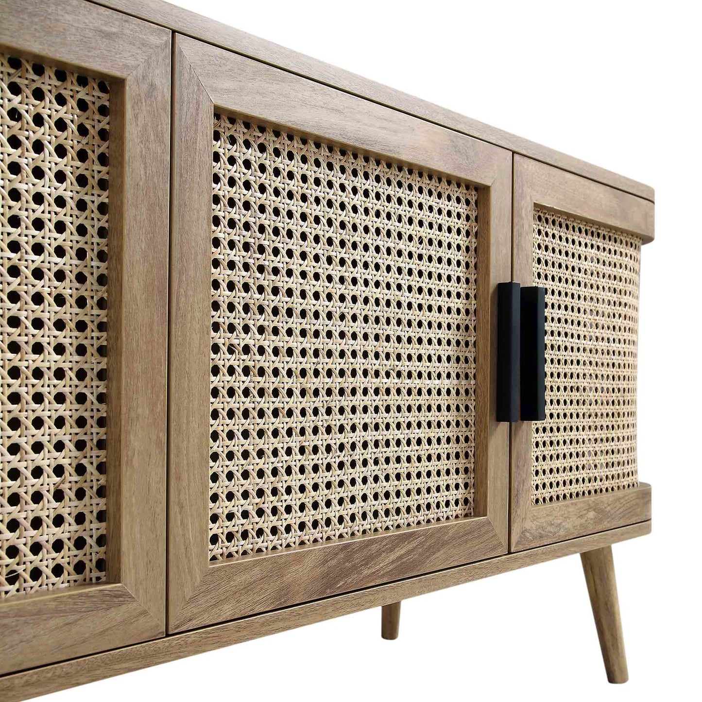 Izzy Curved Rattan 160cm Wide TV Unit, Natural