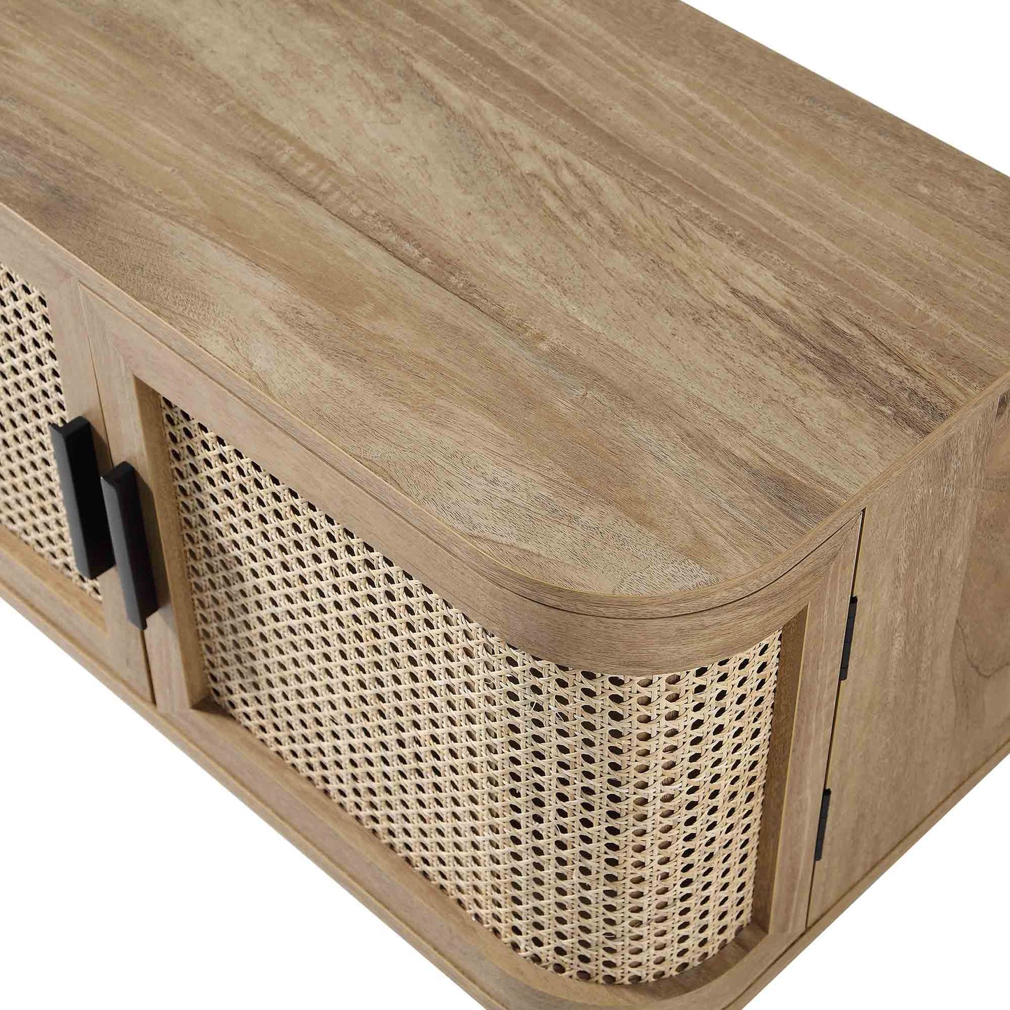 Izzy Curved Rattan 160cm Wide TV Unit, Natural