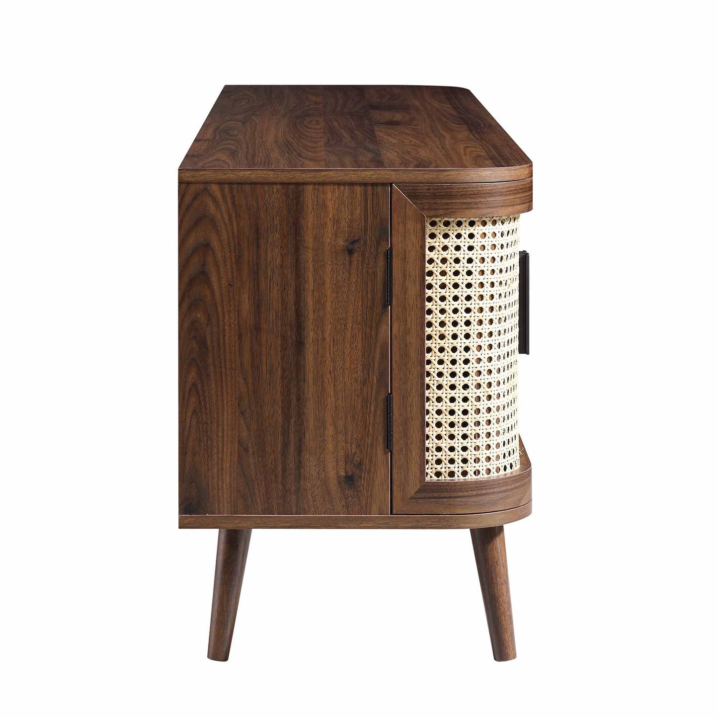 Izzy Curved Rattan 160cm Wide TV Unit, Walnut