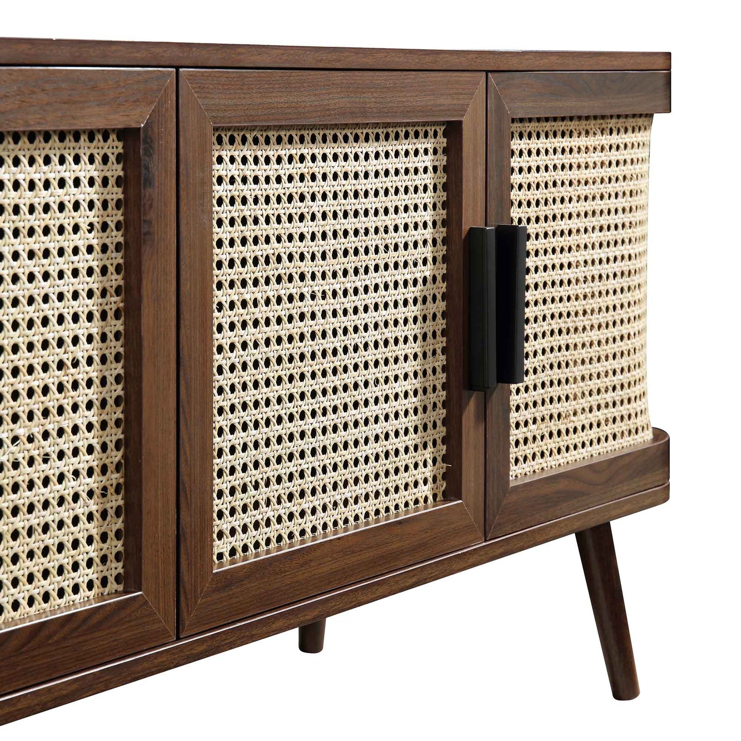 Izzy Curved Rattan 160cm Wide TV Unit, Walnut