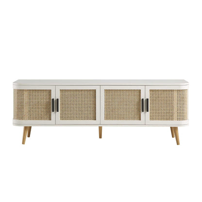 Izzy Curved Rattan 160cm Wide TV Unit, White