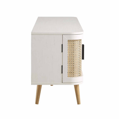 Izzy Curved Rattan 160cm Wide TV Unit, White