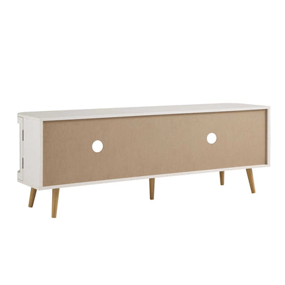 Izzy Curved Rattan 160cm Wide TV Unit, White