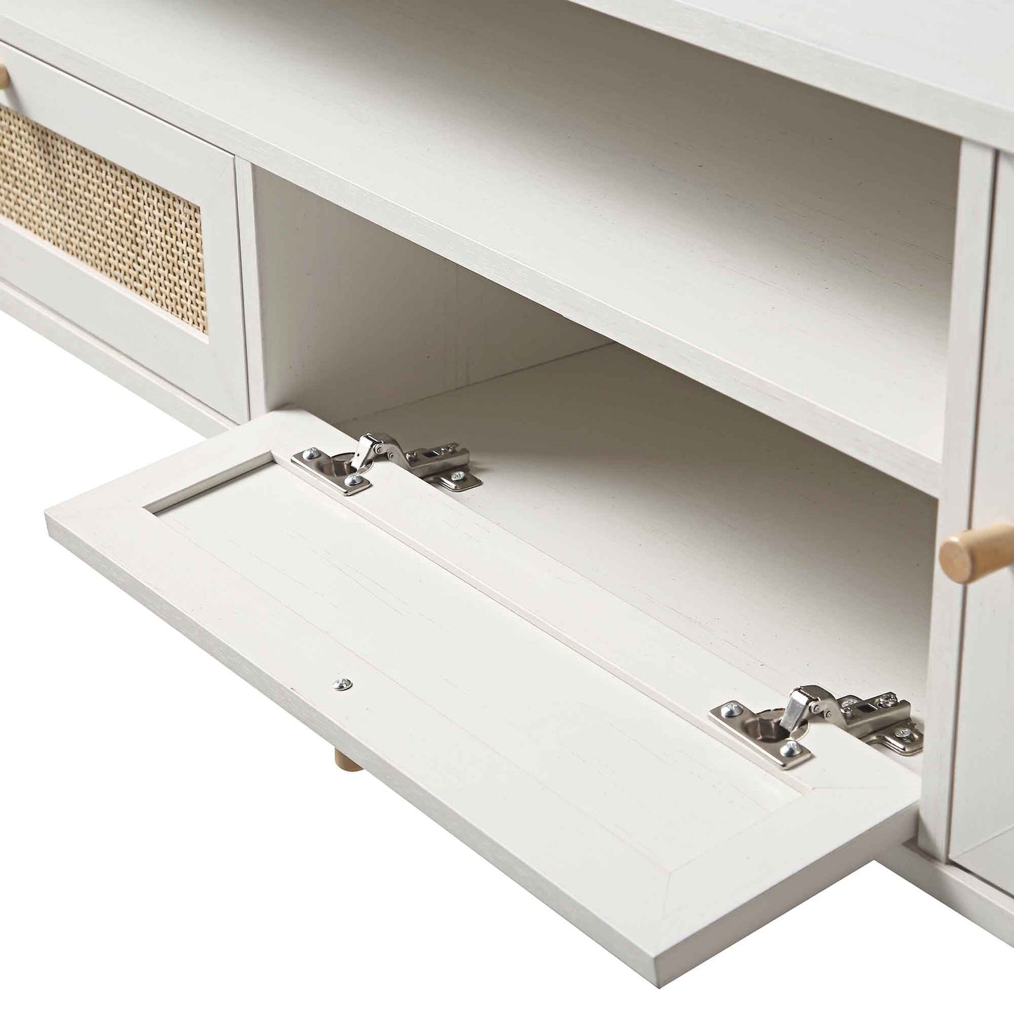 Frances Woven Rattan 200cm Wide TV Unit, White