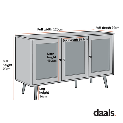 Frances Woven Rattan 3-Door Sideboard, Natural