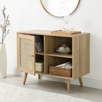 Frances Woven Rattan 1-Door Cabinet in Natural
