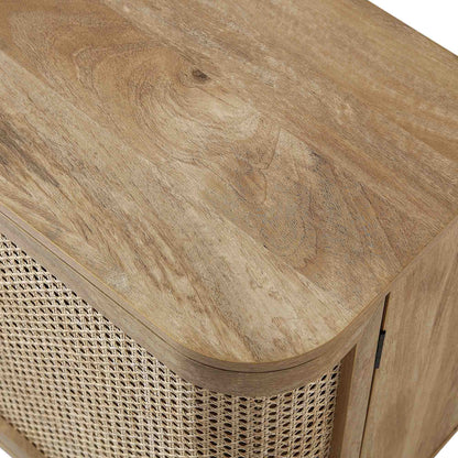 Izzy Curved Rattan Large 3-Door Sideboard, Natural