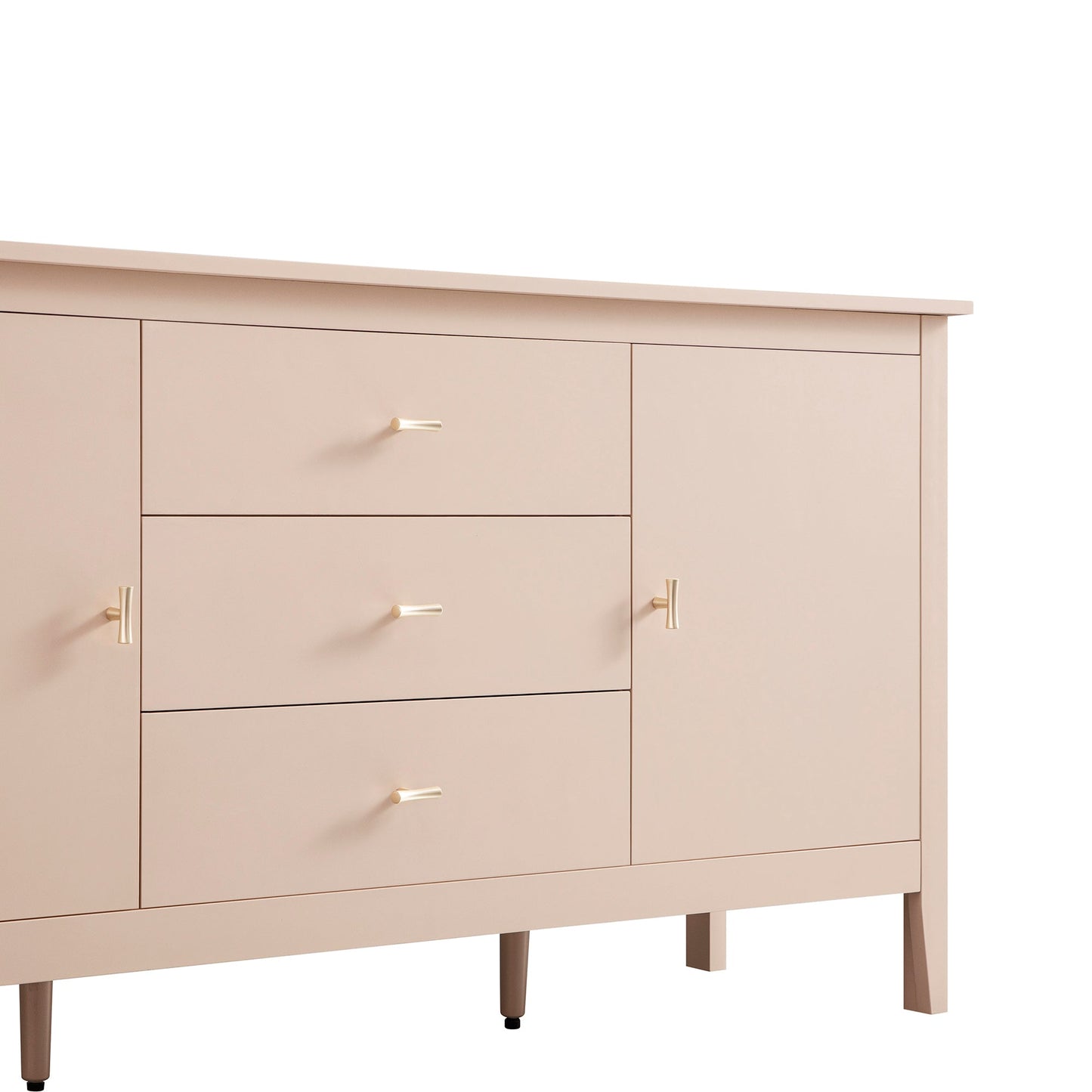Oakham Wide Sideboard with Drawers, Nude Pink