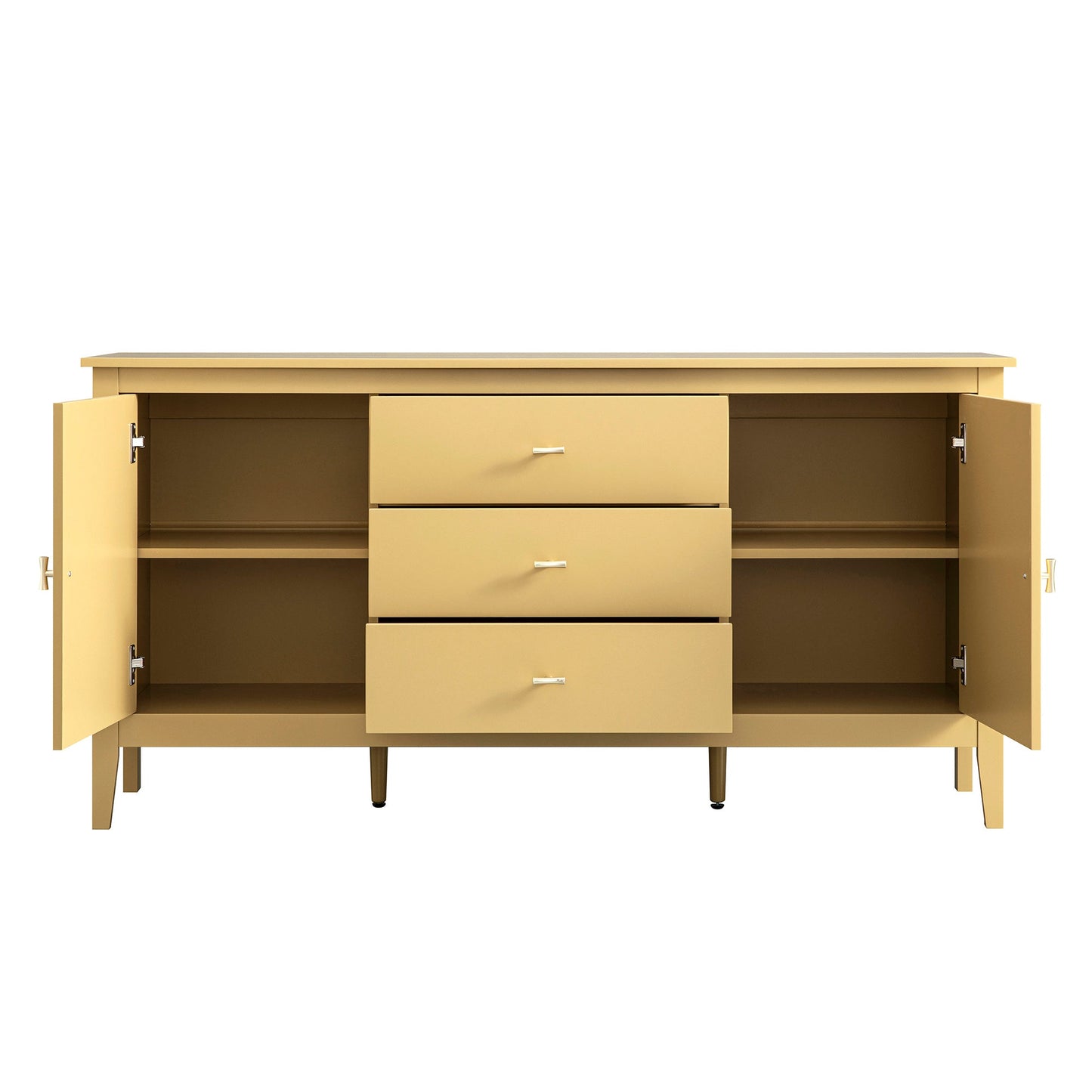 Oakham Wide Sideboard with Drawers, Rattan Yellow