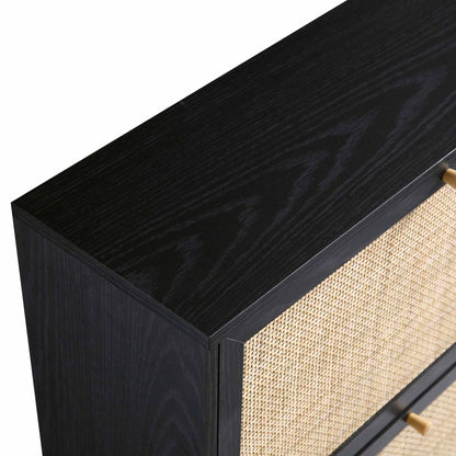 Frances Rattan 3 Tier Shoe Storage Cabinet, Black