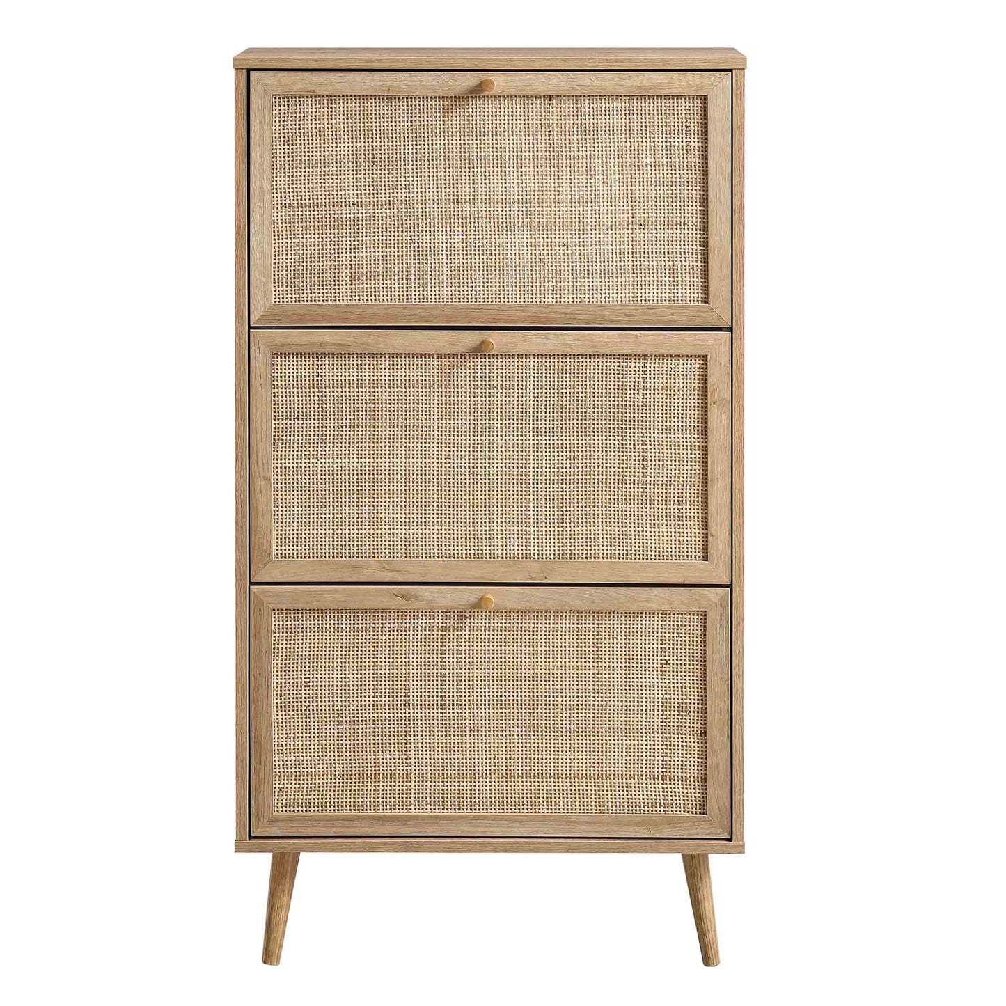 Frances Rattan 3 Tier Shoe Storage Cabinet, Natural