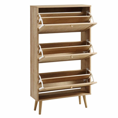 Frances Rattan 3 Tier Shoe Storage Cabinet, Natural