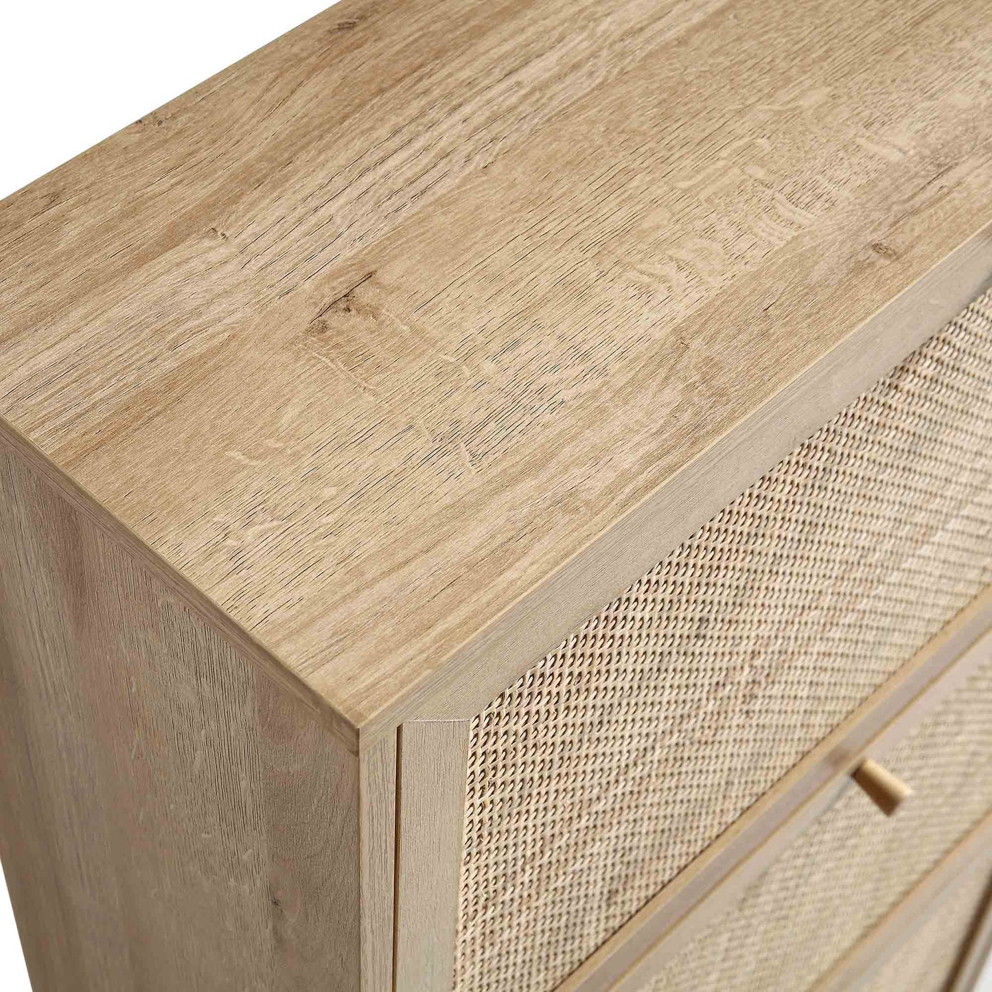 Frances Rattan 3 Tier Shoe Storage Cabinet, Natural