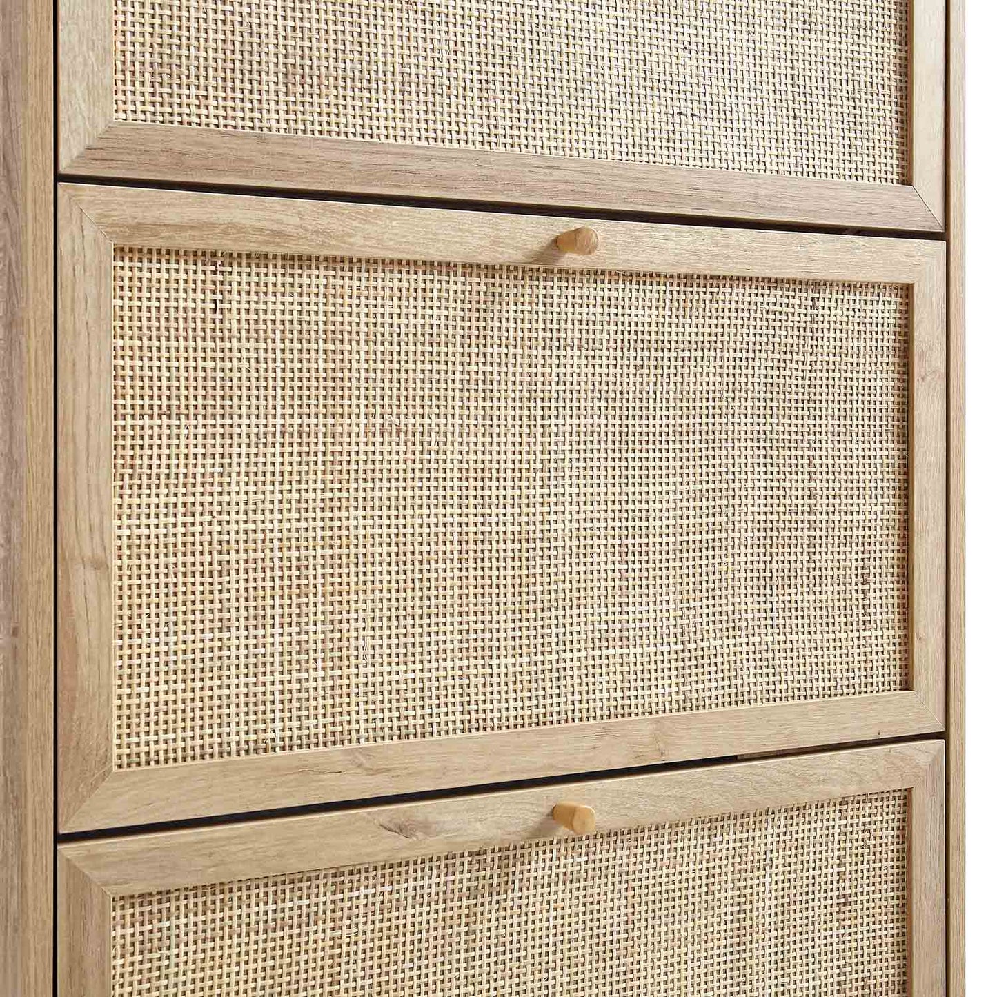 Frances Rattan 3 Tier Shoe Storage Cabinet, Natural