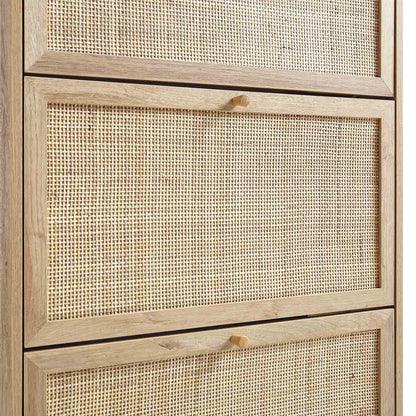 Frances Rattan 3 Tier Shoe Storage Cabinet, Natural
