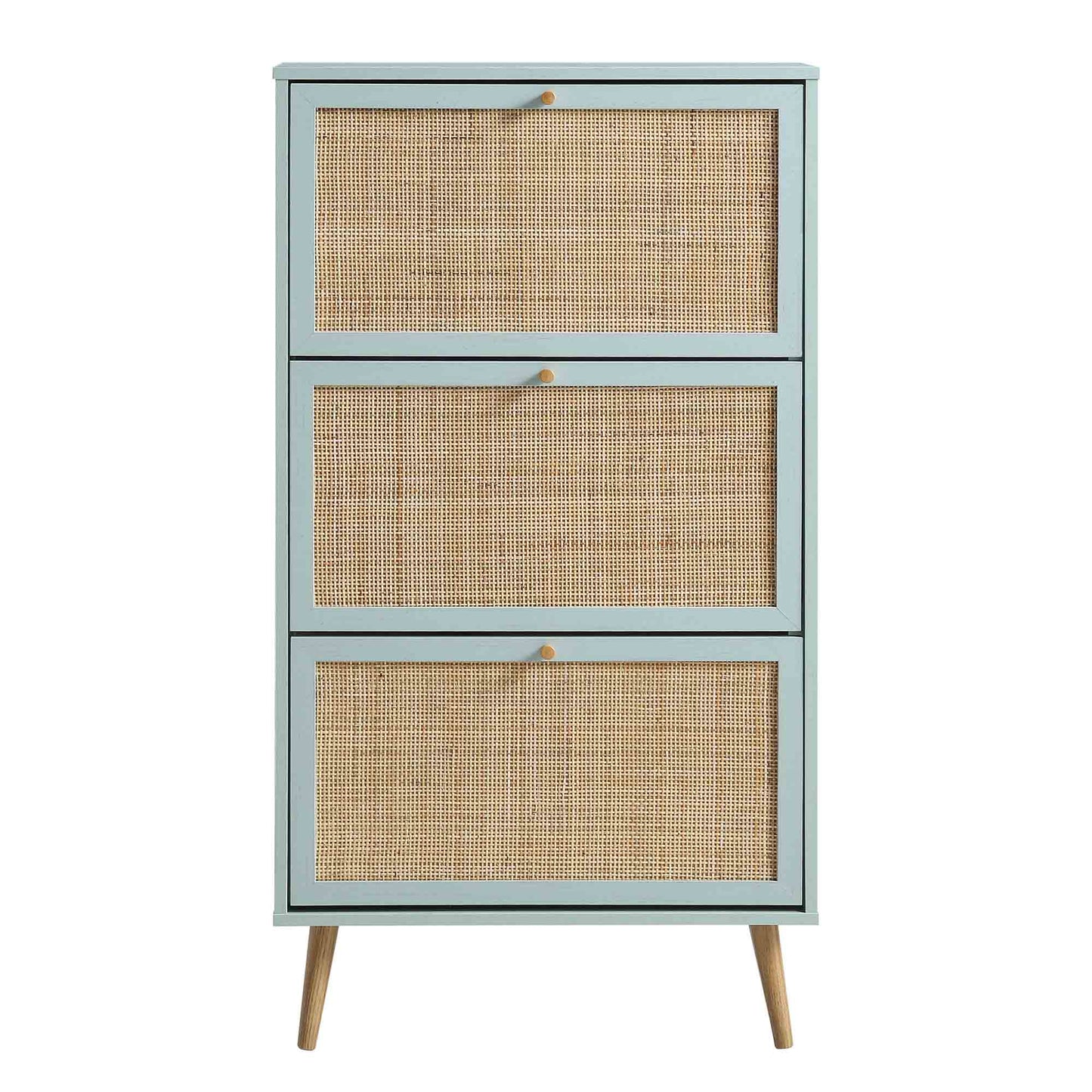 Frances Rattan 3 Tier Shoe Storage Cabinet, Mint